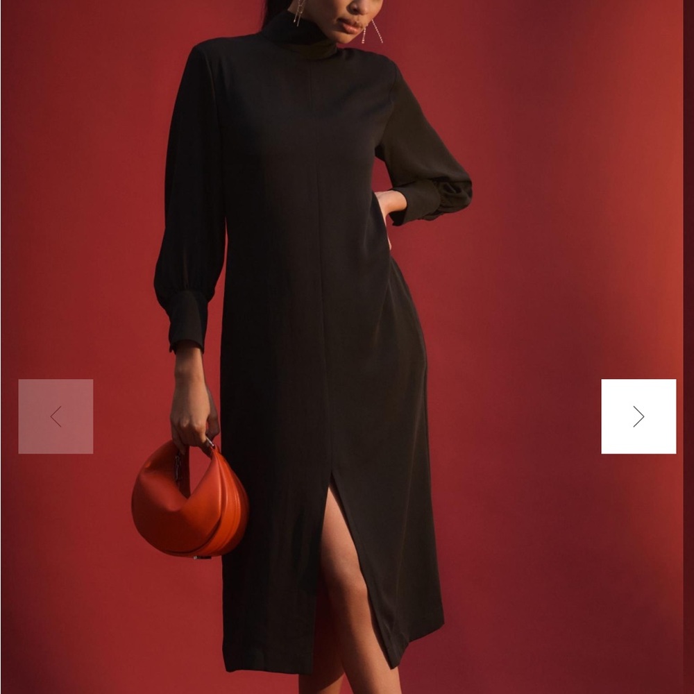 Maeve by Anthropologie Bellemeade Long Sleeve Black Midi Dress Women’s Size XL